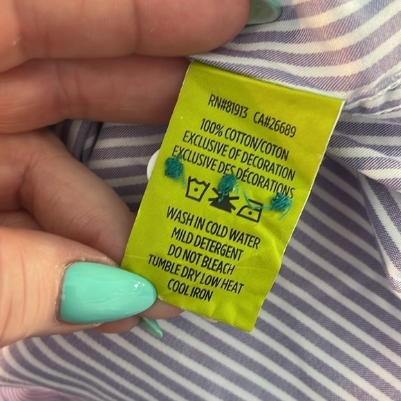 Robert Graham X Casual Button Down Shirt Striped Flip Cuff Size Large Purple - Picture 8 of 9